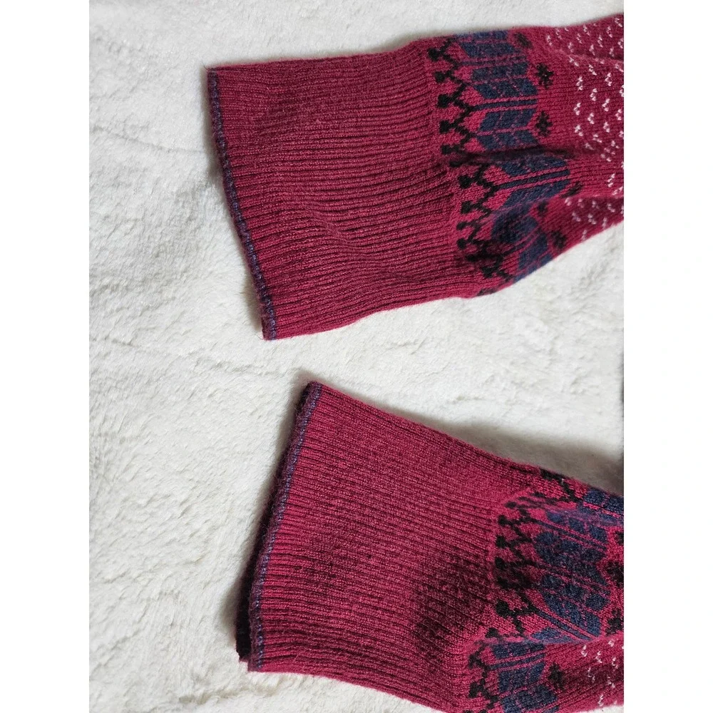 Eddie Bauer Men's Fairisle Sweater 1/4‎ zip, size XXL Maroon & Blue Grandpa Ski - Picture 3 of 8